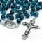 Kitcheniva 22" 8mm Blue Marble Glass Beads Saint St Francis Rosary Necklace